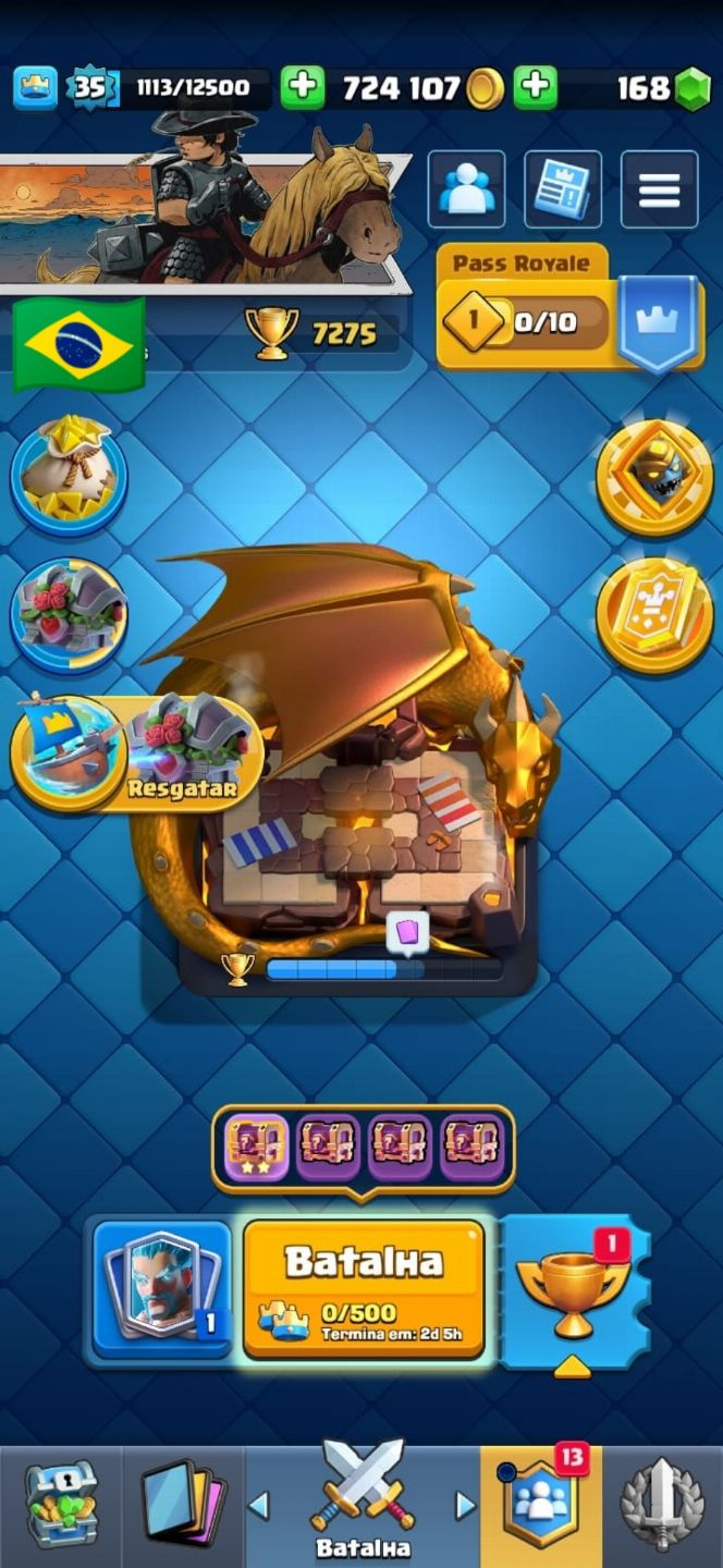 Conta com mais de 7000mil troféus de Clash Royale