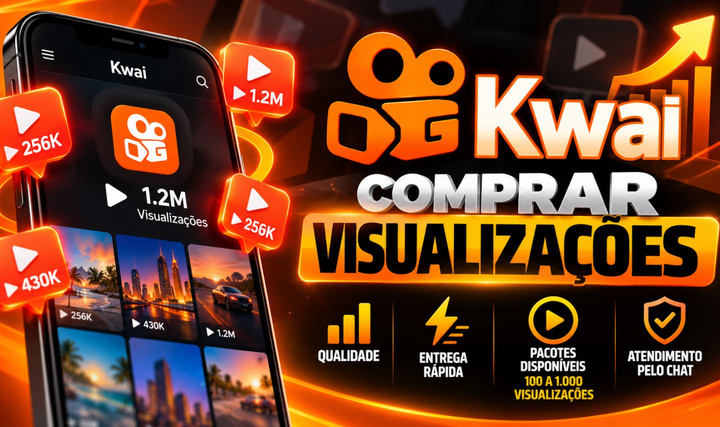 Visualizações para Kwai | 100 a 1.000 Views | Entrega Rápida