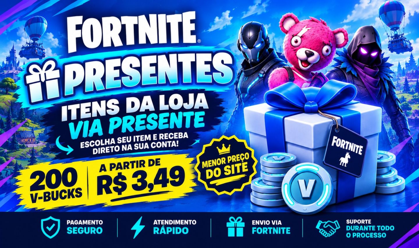 FORTNITE | ITENS DA LOJA VIA PRESENTE | V-BUCKS BARATOS (INAUGURAÇÃO DA LOJA)