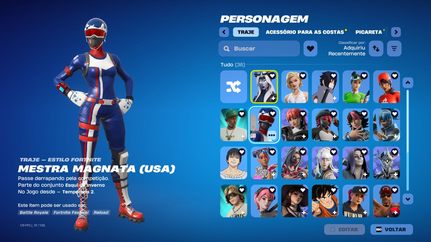 CONTA DE FORTNITE TRYHARD COM ALGUMAS SKINS RARAS E AS MELHORES PICARETAS