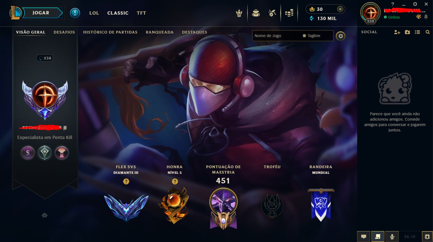 CONTA DIAMANTE // DIVERSAS SKINS // LEVEL 239 (MAIN ACCOUNT)