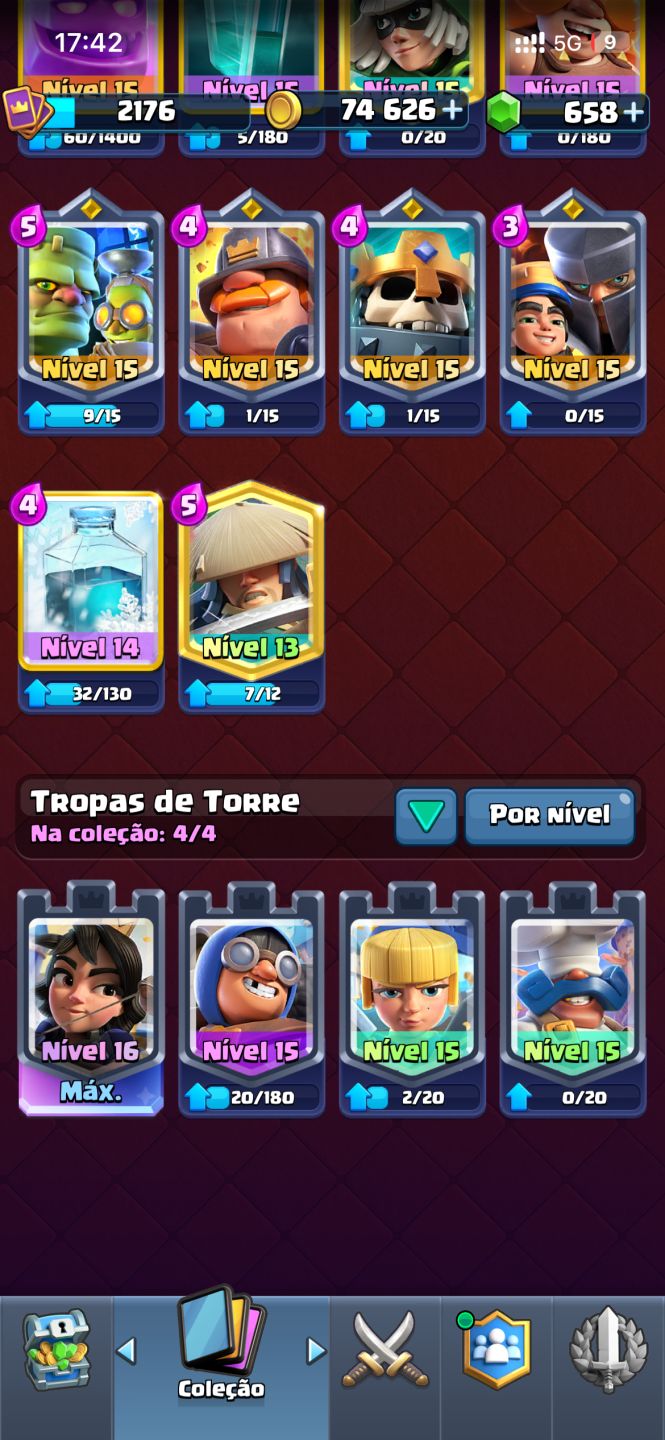 Conta de Clash Royale semi full, todas evo, 8 herois + 200 frag, 14mil trofeus