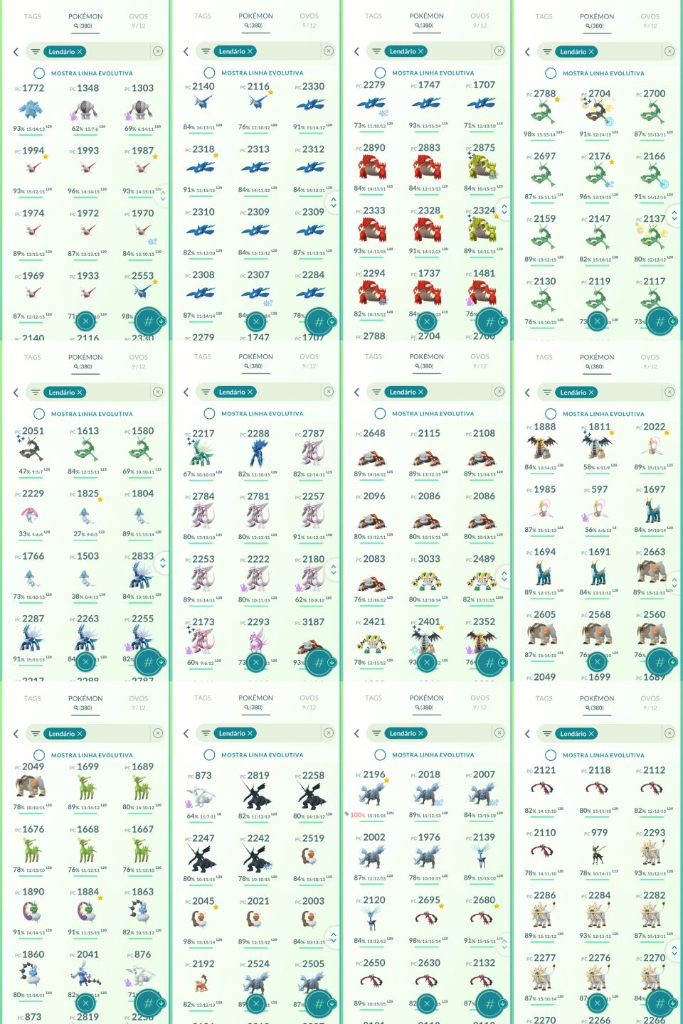 CONTA LV70 DE 2019 32M DE DUST SHUNDOS RAROS LENDARIOS SHINYS FUNDO - POKEMON GO