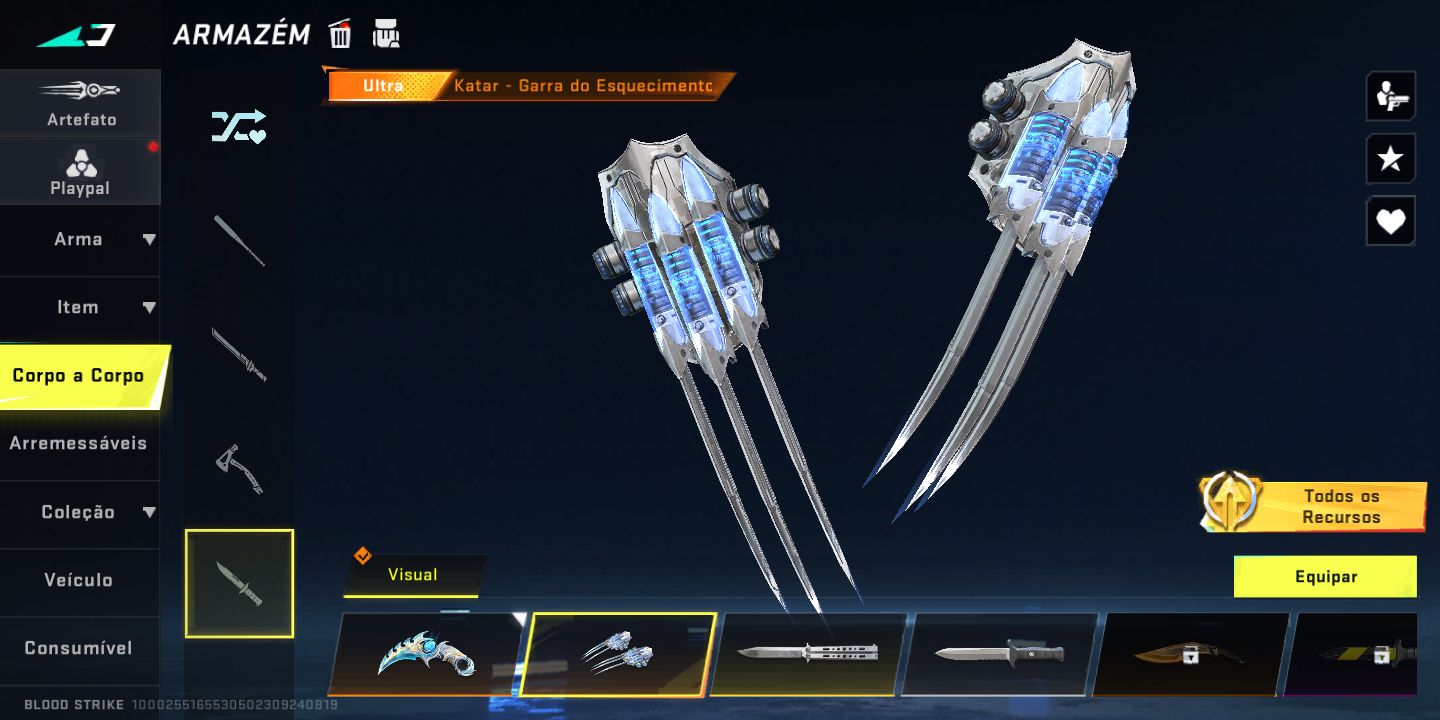 Conta de Blood Strike com armas eternas e facas ultras