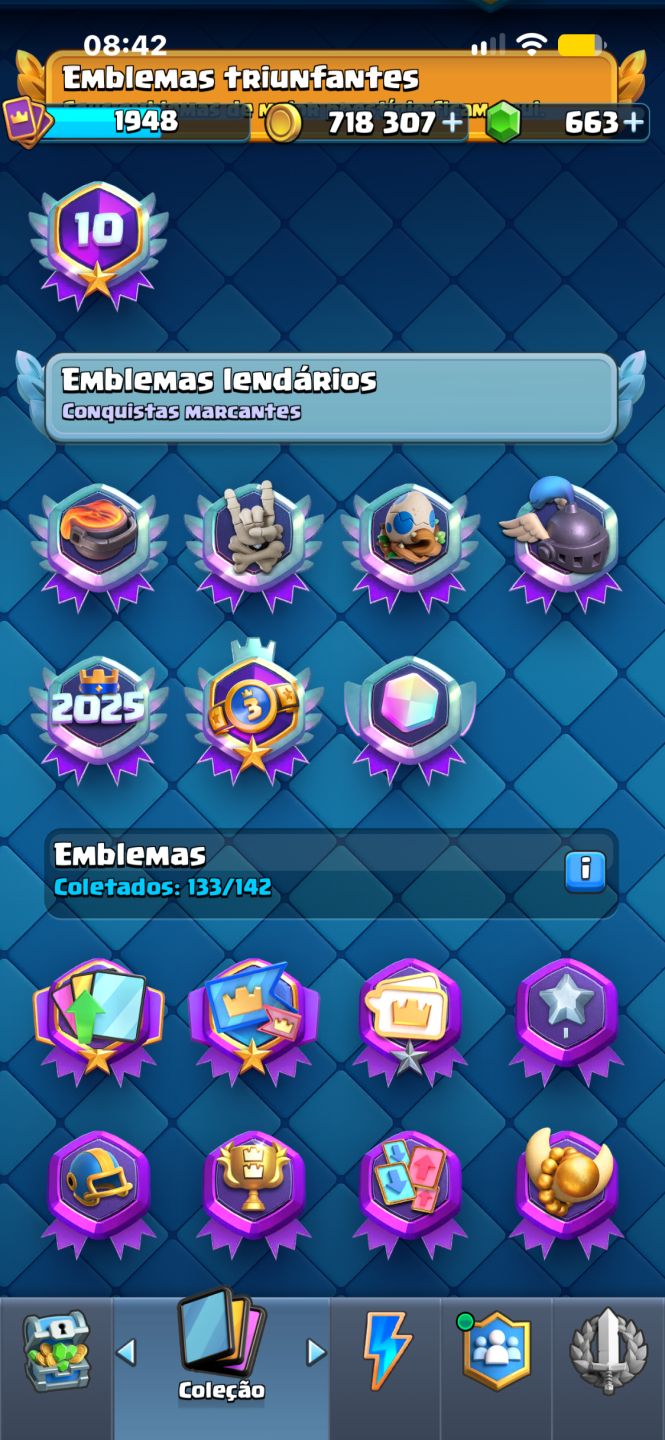 CONTA DE CLASH ROYALE 10Y 1948 COLECÃO E BRAWL 22K