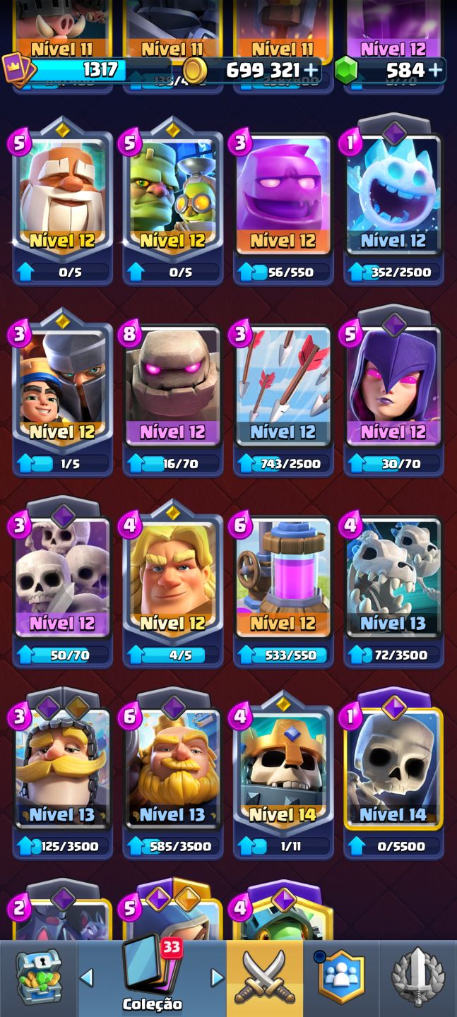 Clash Royale | 10.304 Troféus | 121/122 Cartas| Mega Cavaleiro Nível 16 evo|699k