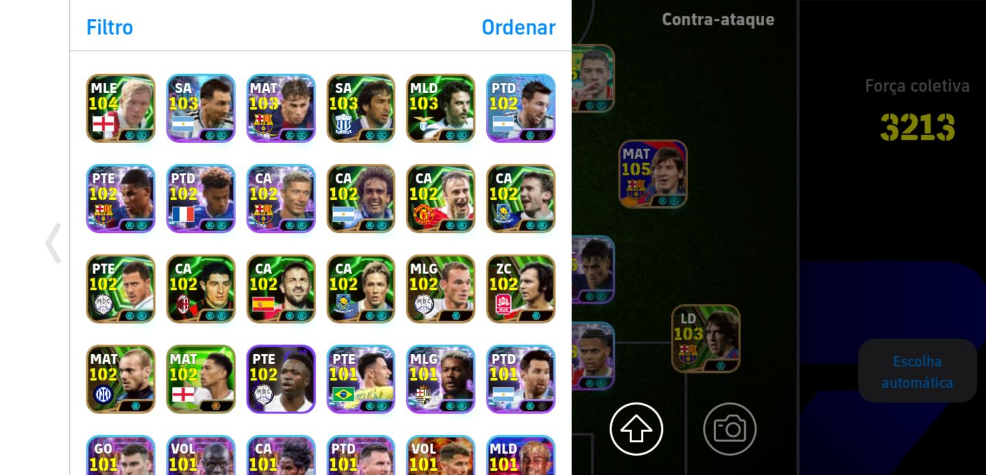 Conta 3213 de pontos força com Messi,Forlán,van dijk big time e diversos épicos.