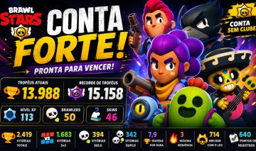 Conta Brawl Stars 13K Troféus | 43 Brawlers | 46 Skins | 15.158 Recorde | XP 113