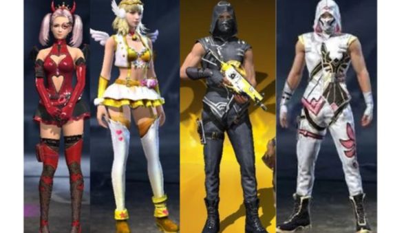 CONJUNTOS FREE FIRE VIA ID | DIABINHA, ANJINHA, NINJA BRANCO E NINJA PRETO