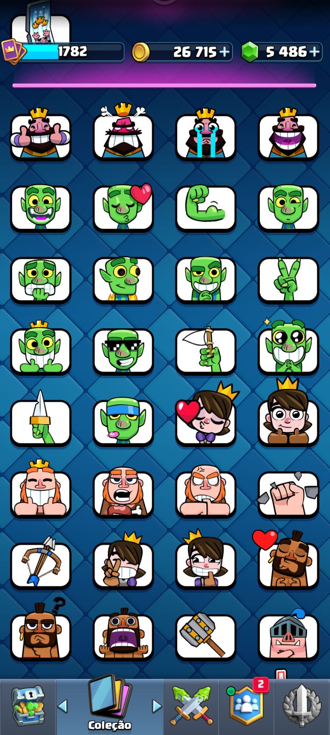1782 COLEÇÃO | 21 EVO | 5486 GEMAS | 10832 | 91 EMOTES