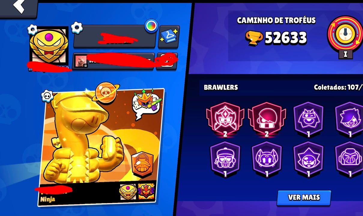 CONTA DE BRAWL STARS | 52K DE TROFEUS | 107 BRAWLERS VARIAS SKINS