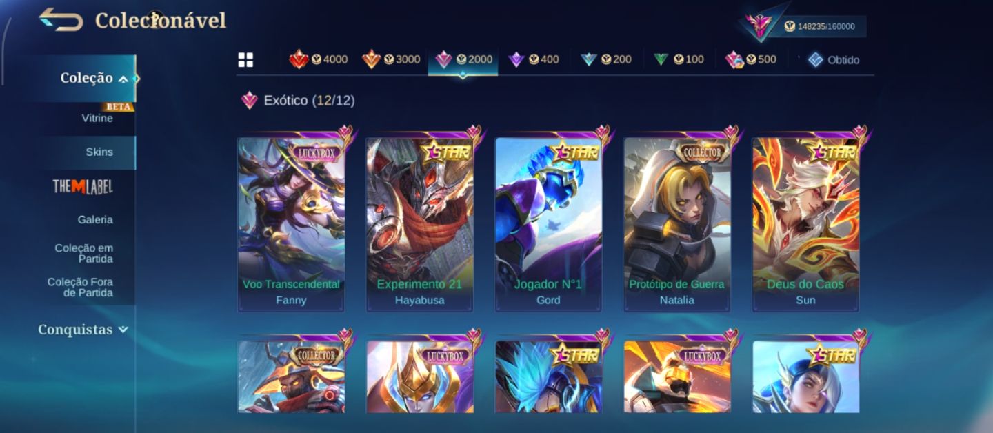 Legend Lunox - 463 Skins - Full herói e emblemas - líder de clã nível 10