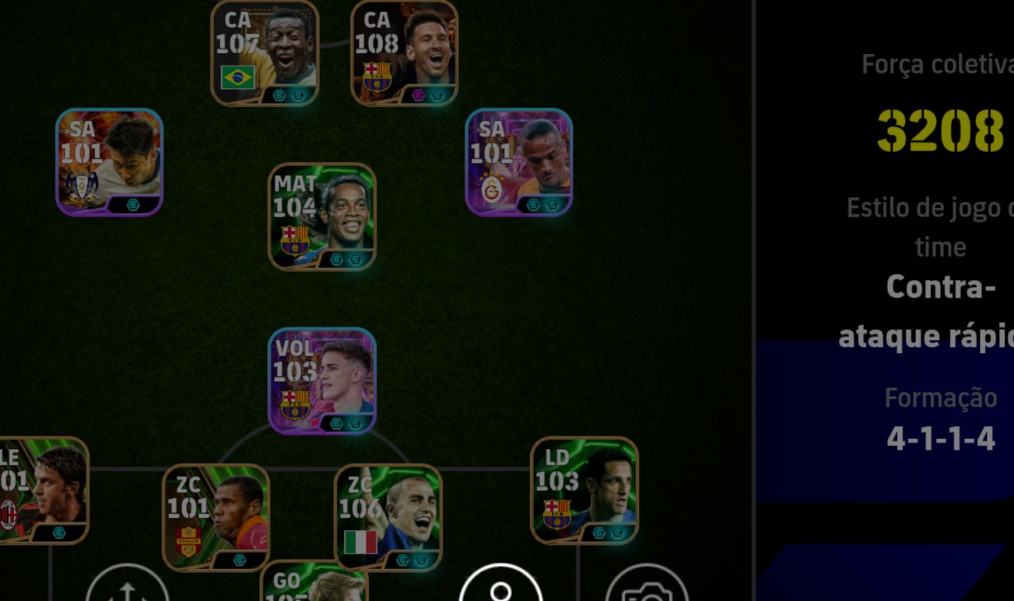 Conta efootbal mobile força do time 3.212