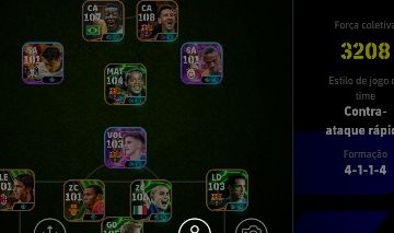 Conta efootbal mobile força do time 3.212
