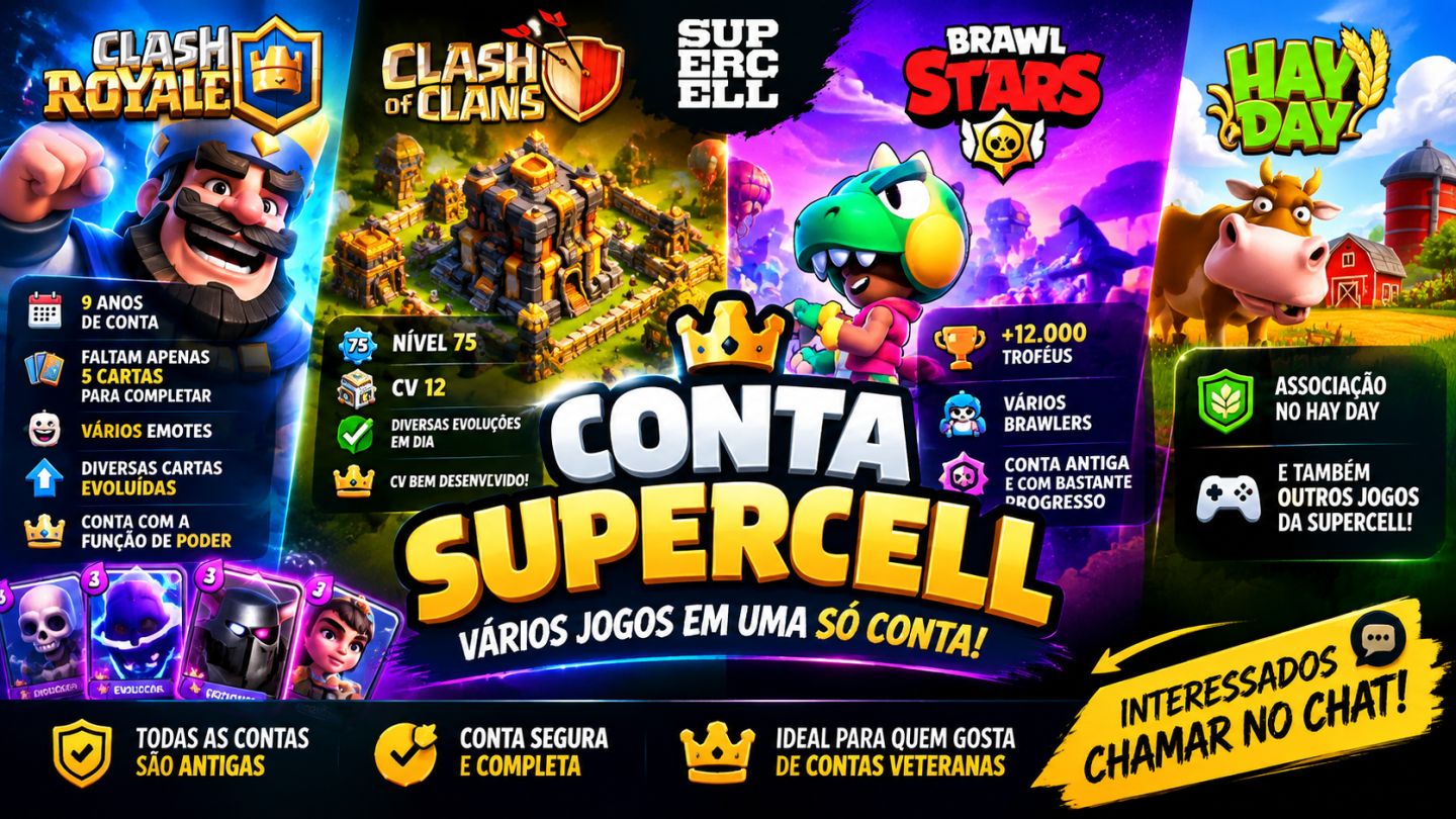 CONTA SUPERCELL ANTIGA | CLASH ROYALE 9 ANOS +CLASH OF CLANS +BRAWL STARS 12K+