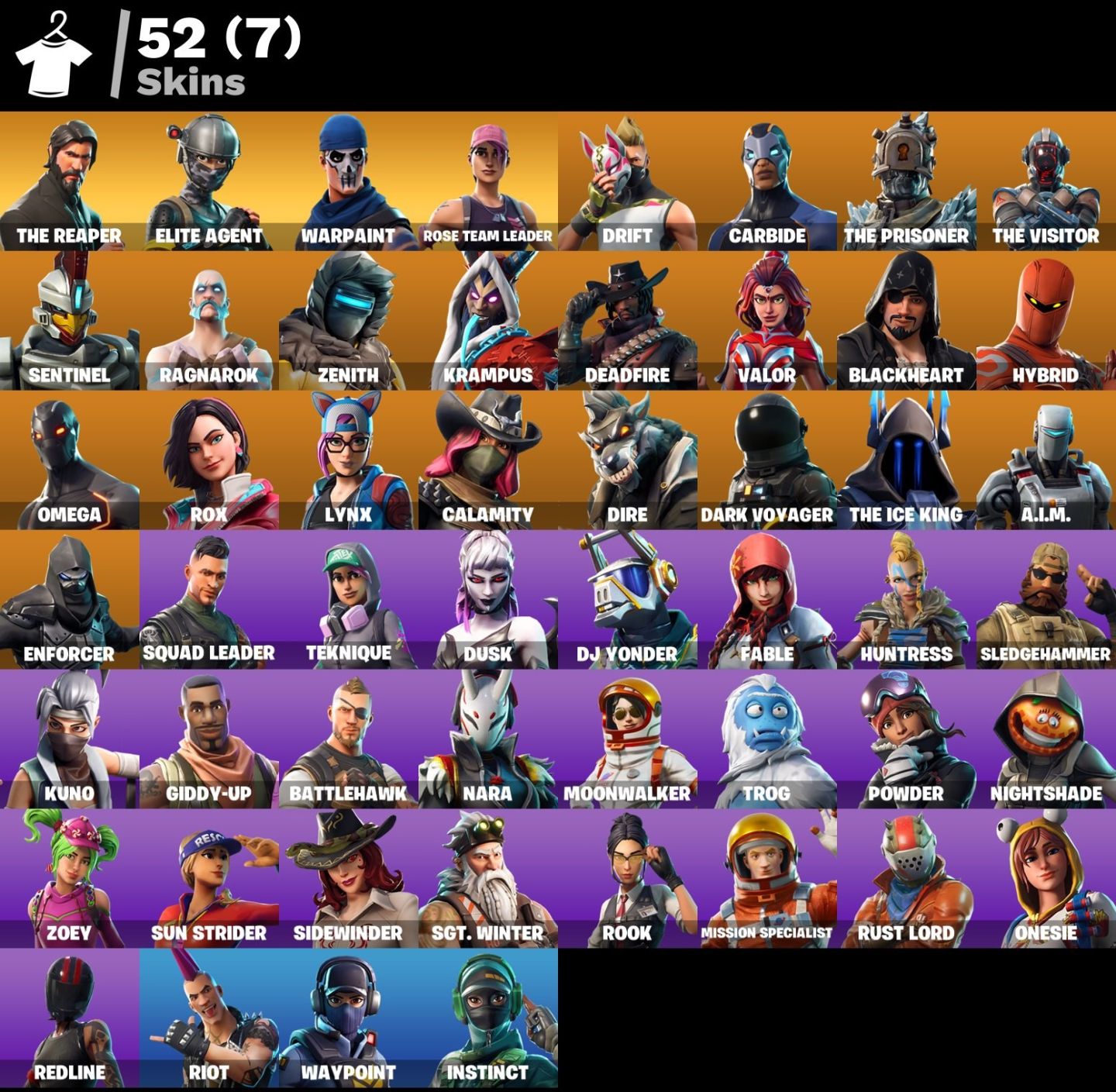 CONTA FORTNITE 52 SKINS CEIFADOR E SALVE O MUNDO FUNDADOR RAIO 120