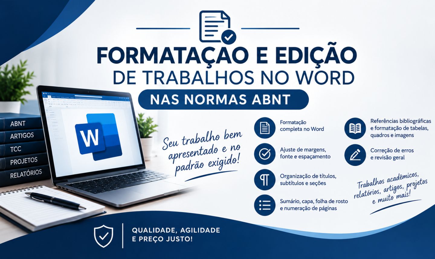 Serviços Word / Seu Trabalho no Word, Impecável e Dentro das Normas ABNT!