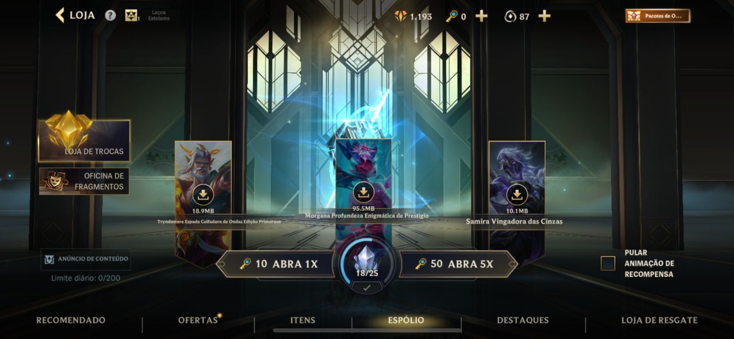 Conta wild rift com essências laranjas