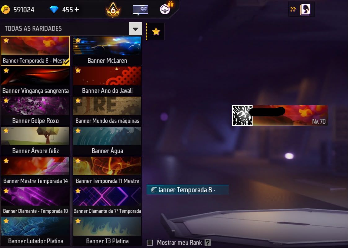 Conta free fire gemada com bandeirao mandela angelical barbinha punho passe raro