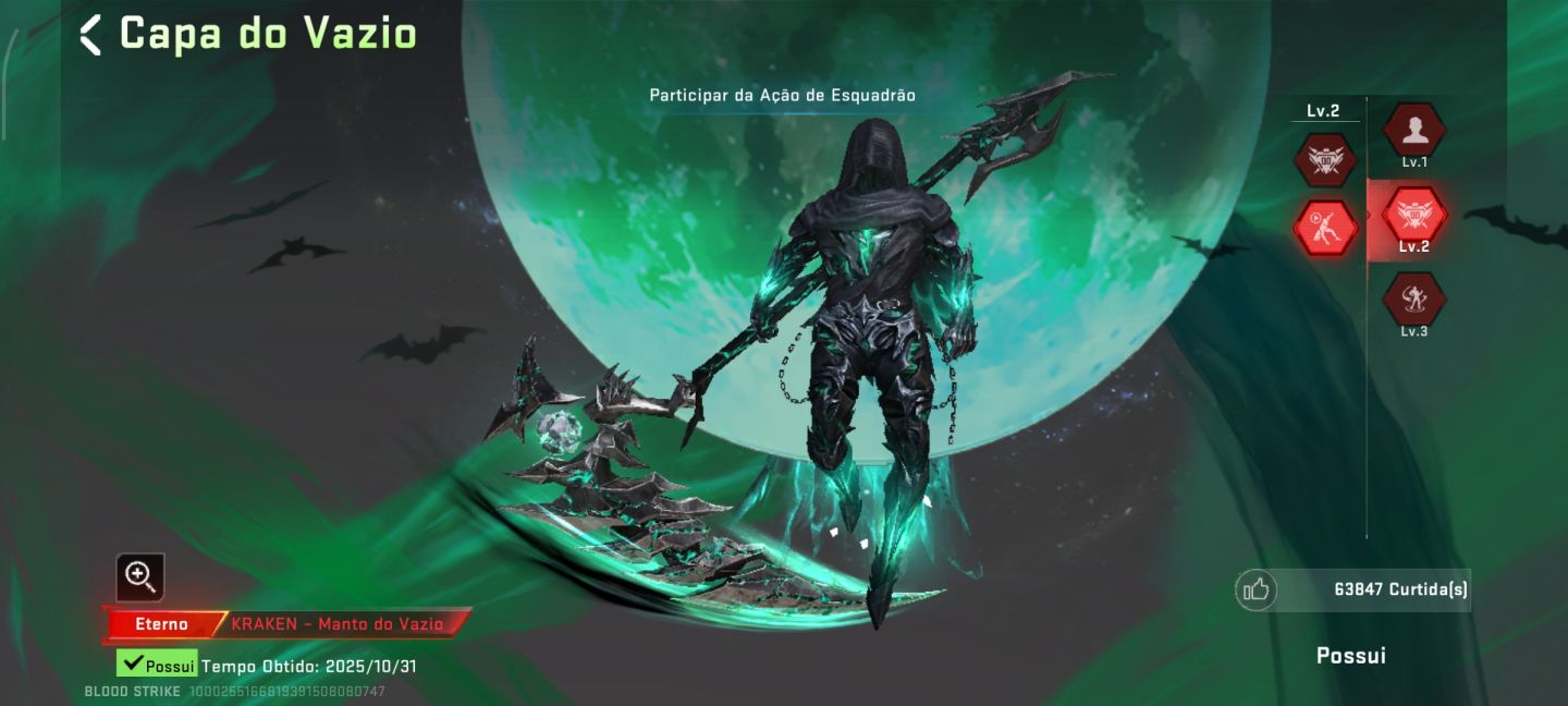 Conta de Blood strike com 8 eternos e 2 evoluídas