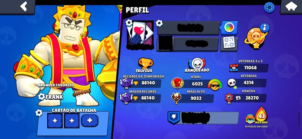 CONTA BRAWL COM 100 MIL TROFEUS, +200 SKINS, +50 BRAWLERS NÍVEL 11