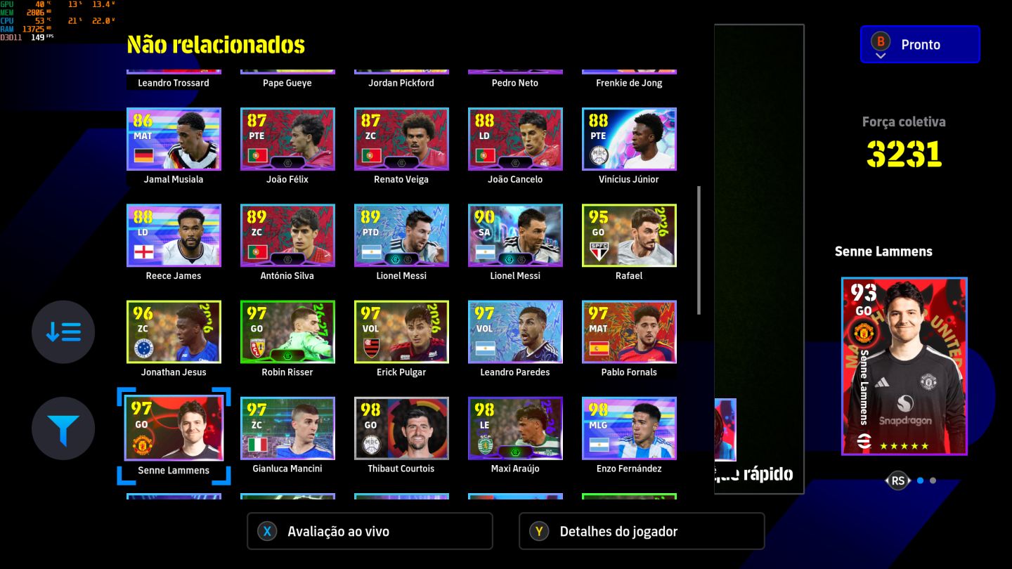 CONTA EFOOTBALL STEAM 3231| BALE 108 |DESAILLY 108|THURAN 107|AGÜERO 105|CR7 105