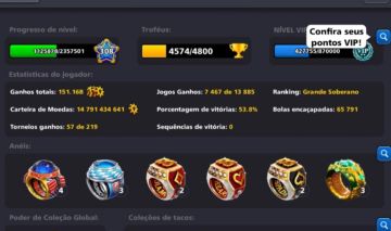 Conta 8ballpool top muitos tacos Full upados bastante ficha e muito mais