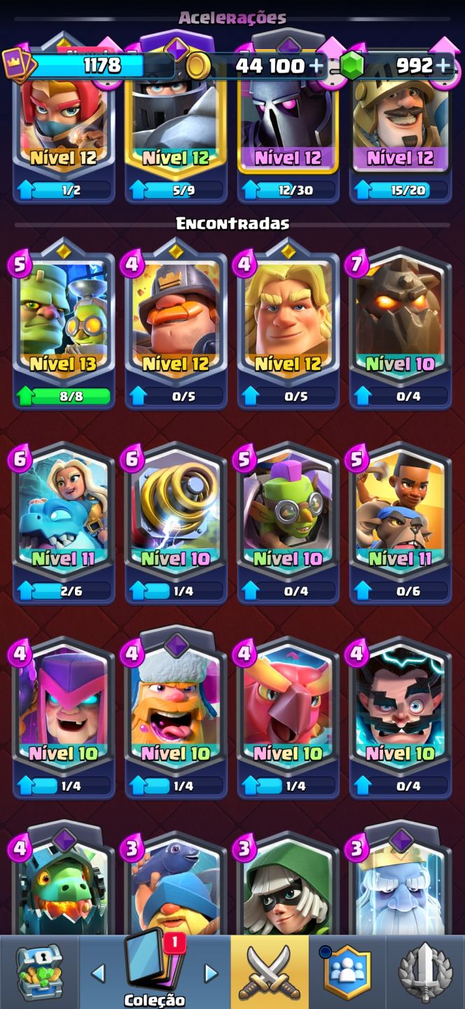 Conta Clash Royale arena 11 e Clash of clans CV 10