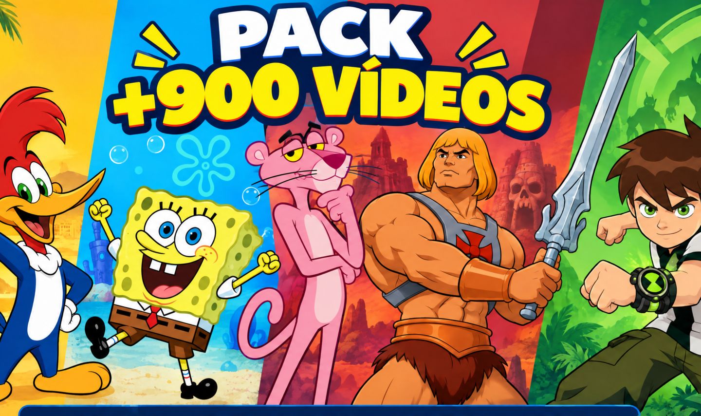 +900 packs de videos de desenhos pra monetização