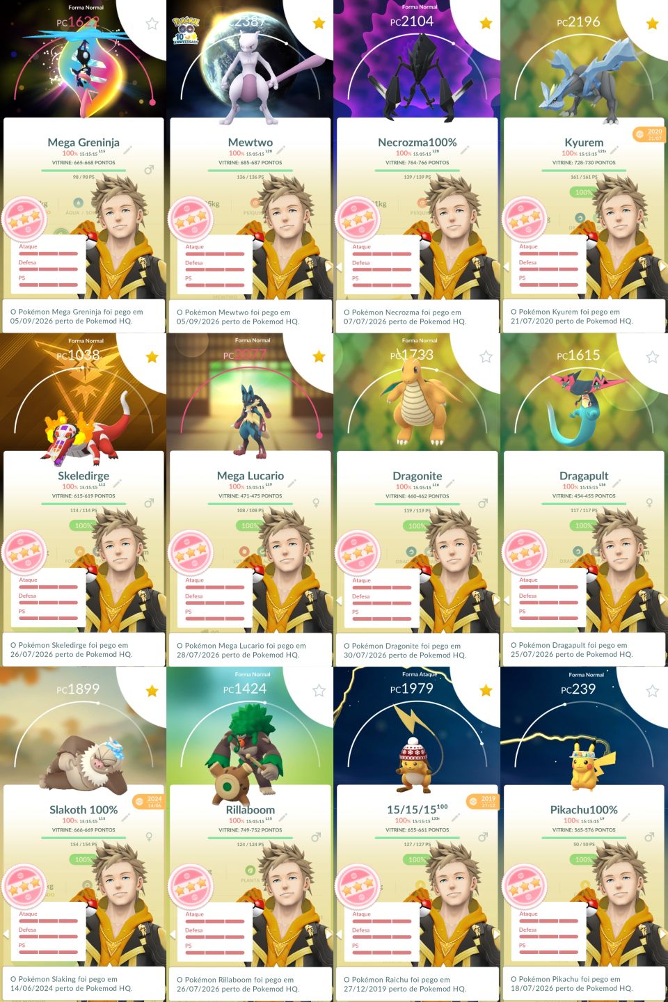 CONTA LV70 DE 2019 32M DE DUST SHUNDOS RAROS LENDARIOS SHINYS FUNDO - POKEMON GO
