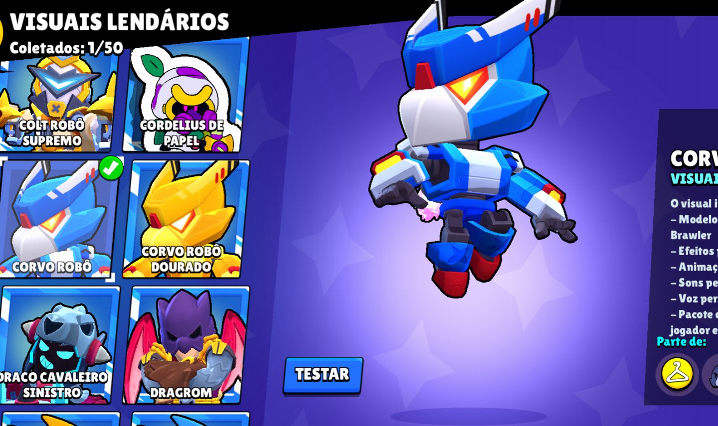 Conta de brawl stars com 1 prestigios e varios brawlers lendários e skins