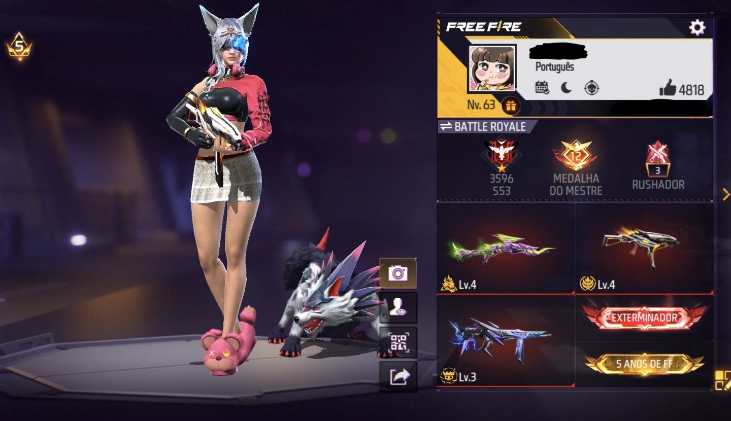 CONTA PRIME 5 GEMADINHA EVOLUTIVAS, ENTRADA BASTANTE SKINS FEMININA + 300 PEITAS
