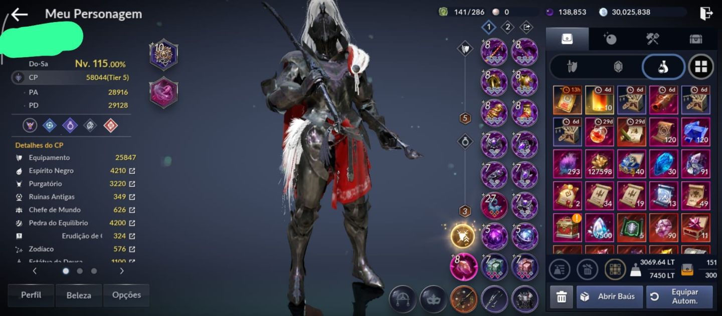 CONTA BLACK DESERT MOBILE - NÍVEL 115 | 58K+ CP | PREÇO A NEGOCIAR!