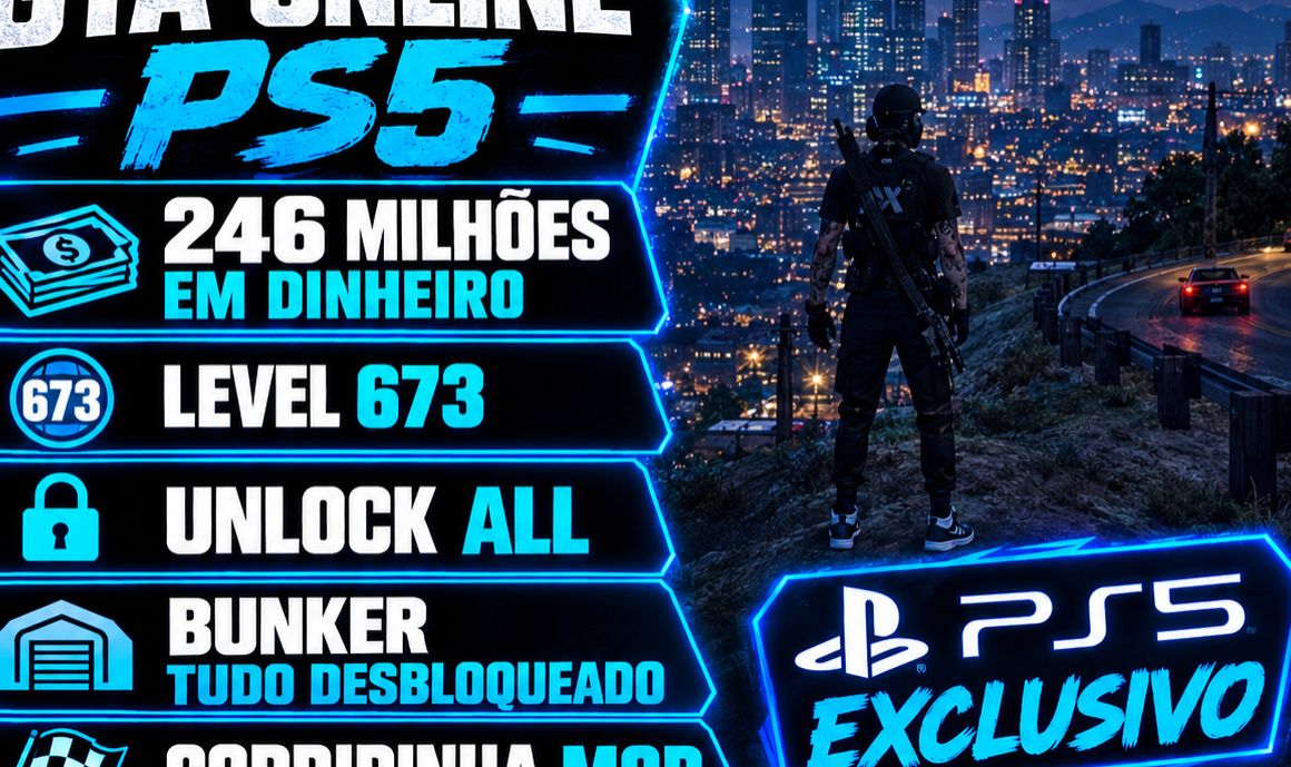 GTA Online PS5 | Unlock All | 246 Milhões | Level 673 | Personagem Feminino