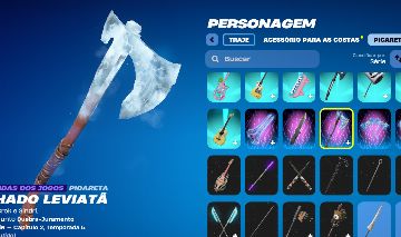 CONTA FORTNITE COM MACHADO LEVIATA 272 SKINS E 307 PICARETAS, 850 VBUCKS E