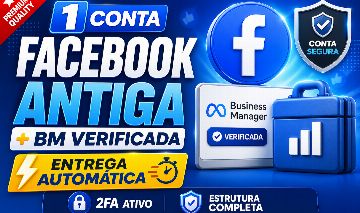 1 Conta Facebook Antiga+BM Verificada |2FA Ativo| Entrega Auto
