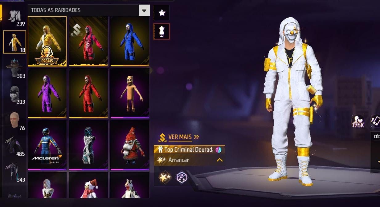 FREE FIRE | CONTA PREMIUM - NÍVEL 75 | RARA