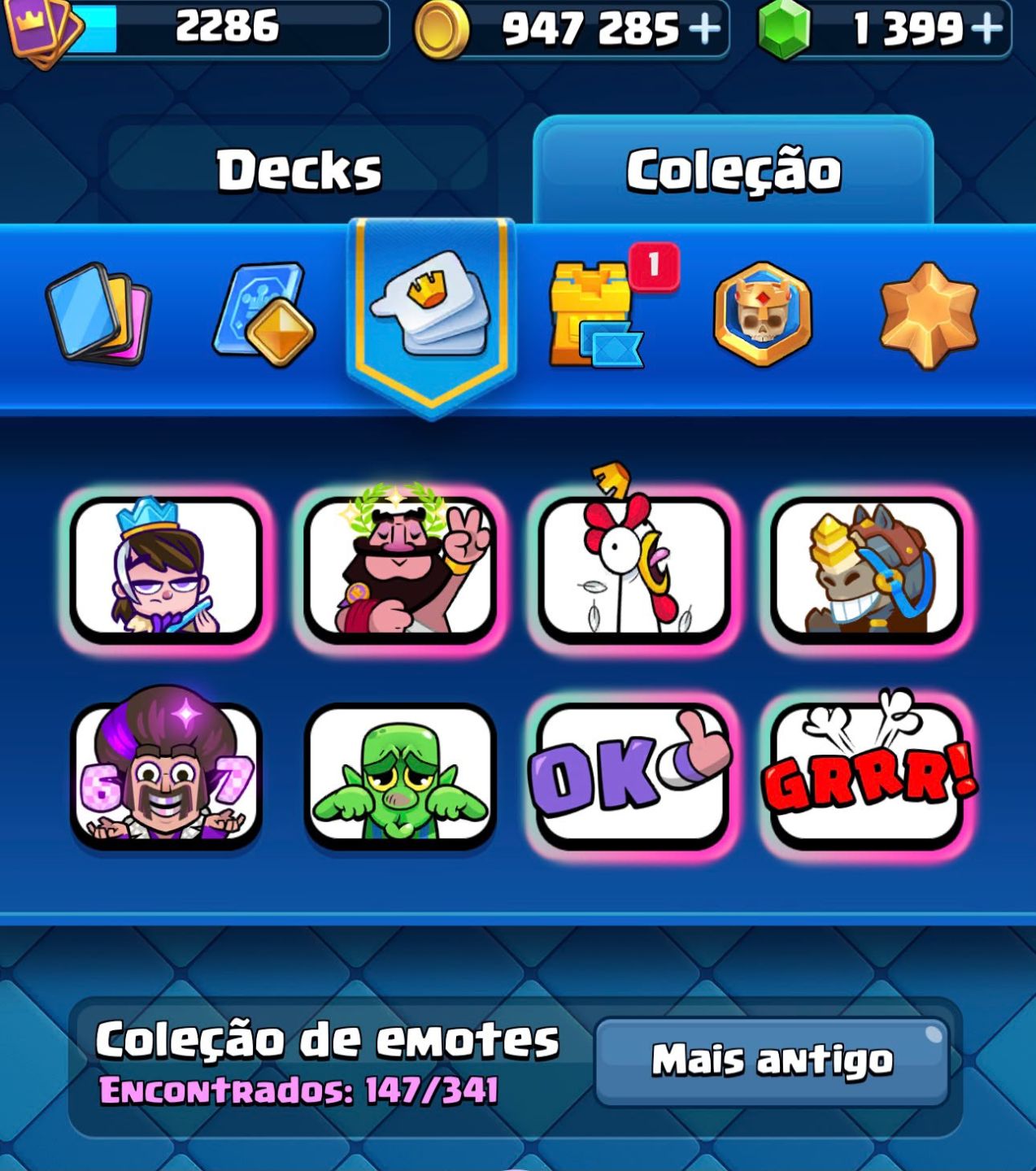 CONTA DE CLASH ROYALE / NÍVEL DE COLEÇÃO 2286 / TODAS EVOS E HERÓIS