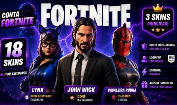 CONTA FORTNITE COM JOHN WICK, RUBRA, LYNX... (18 SKINS) | PROMOÇÃO
