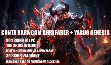 CONTA RIOT 804 SKINS AHRIFAKER/YASUO GENESIS + VALORANT 39SKINS+WR 106 SKINS