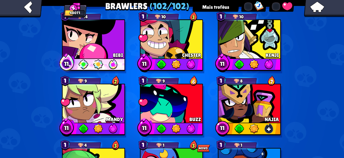 Conta Brawl Stars Full Brawlers (104/104) | Sirius, Kenji, Chester e Mais
