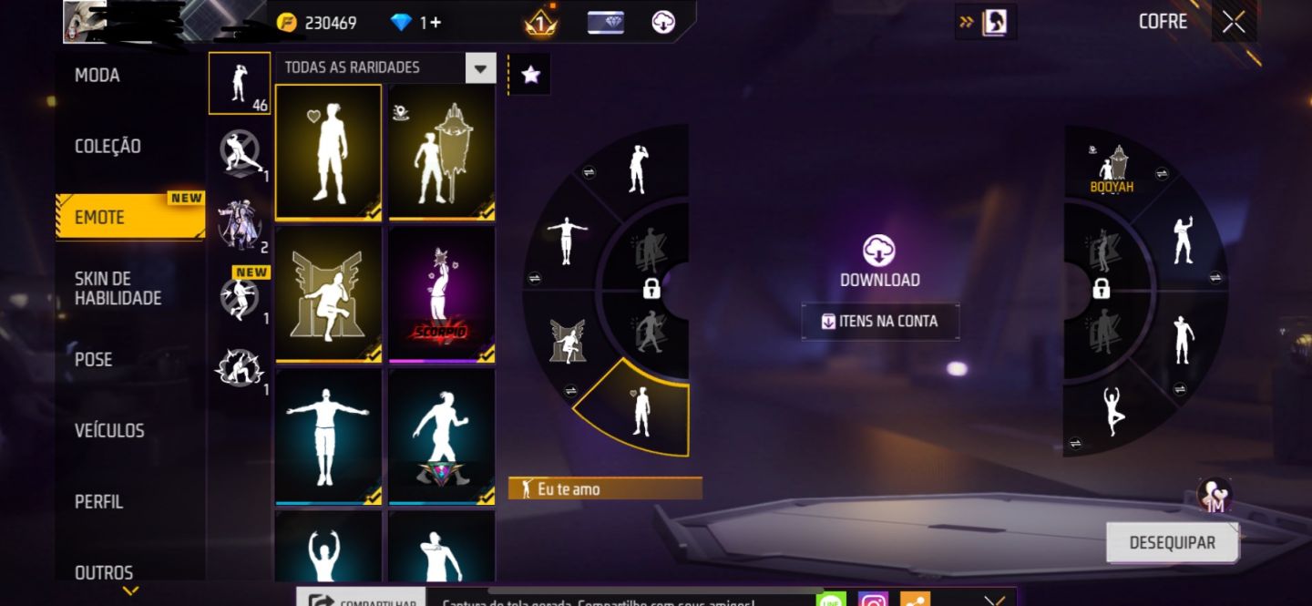 Conta Free fire level +70 com punho e naruto e tudo mais!!