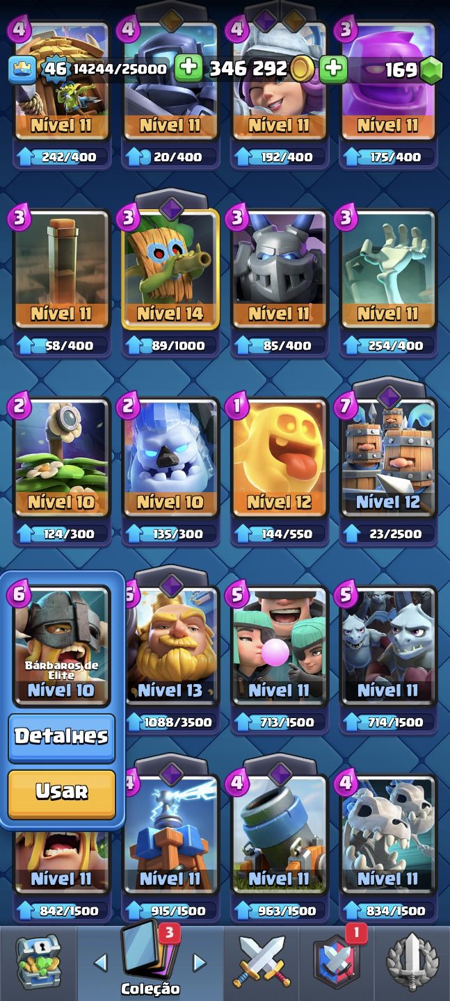 Conta clash royale 10k de troféus, diversas cartas upadas, level 46, 4 anos