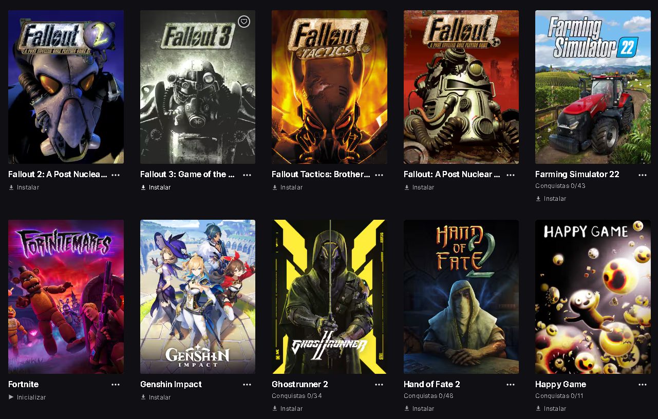 Conta Epic Games com mais de 70 games..
