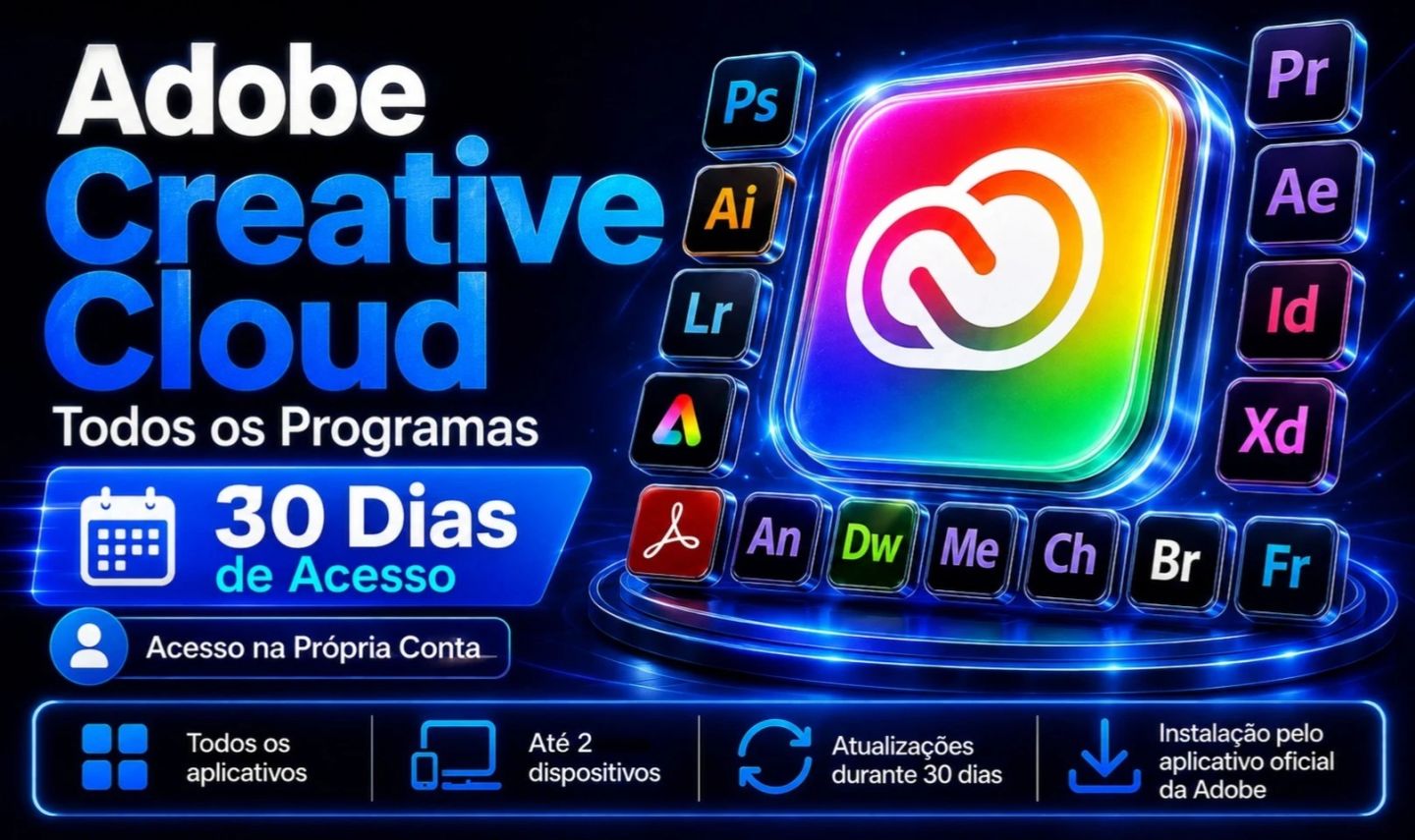 Adobe Creative Cloud Todos os Programas Acesso na Própria Conta 30 Dias 2 dispo