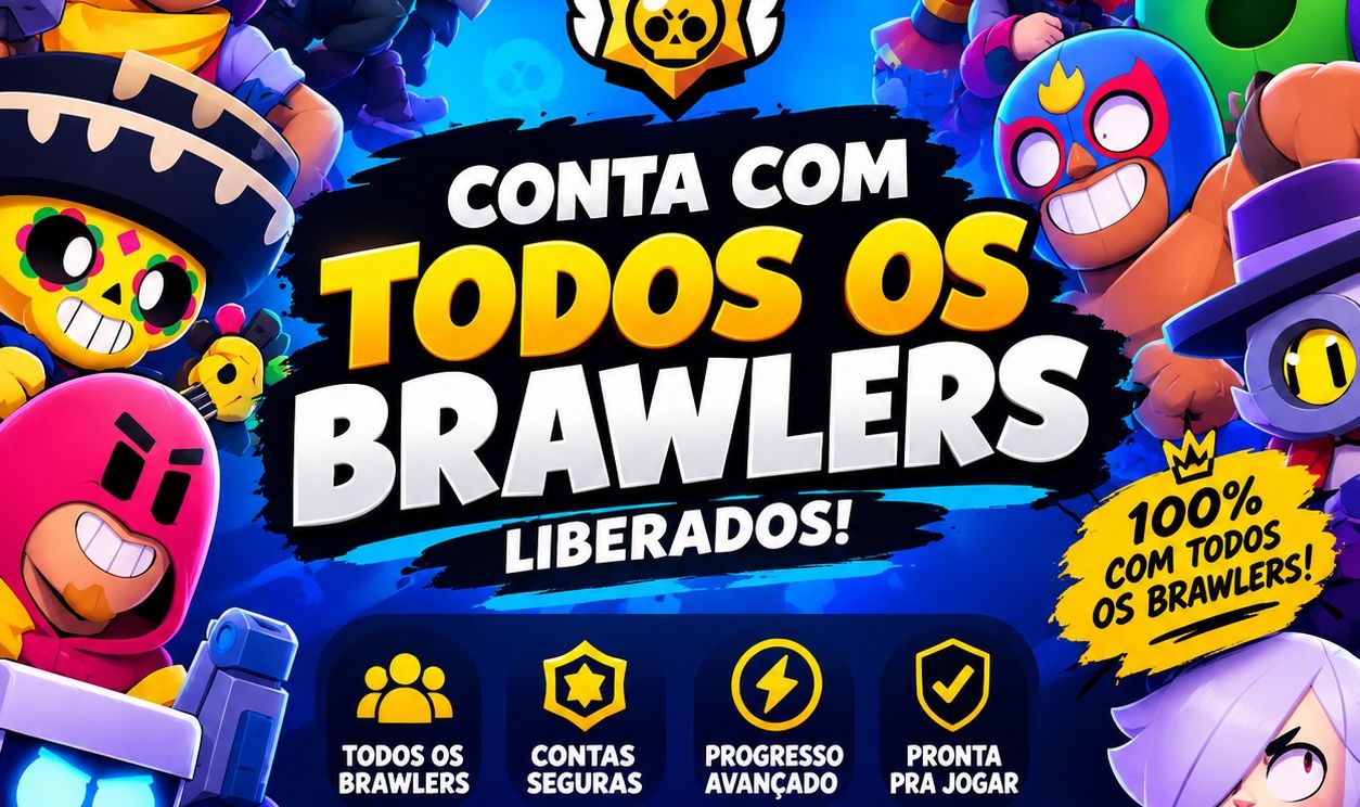 CONTA BRAWL STARS 100% FULL BRAWLERS (108/108) | 34K TROFÉUS | 2 PASSES A