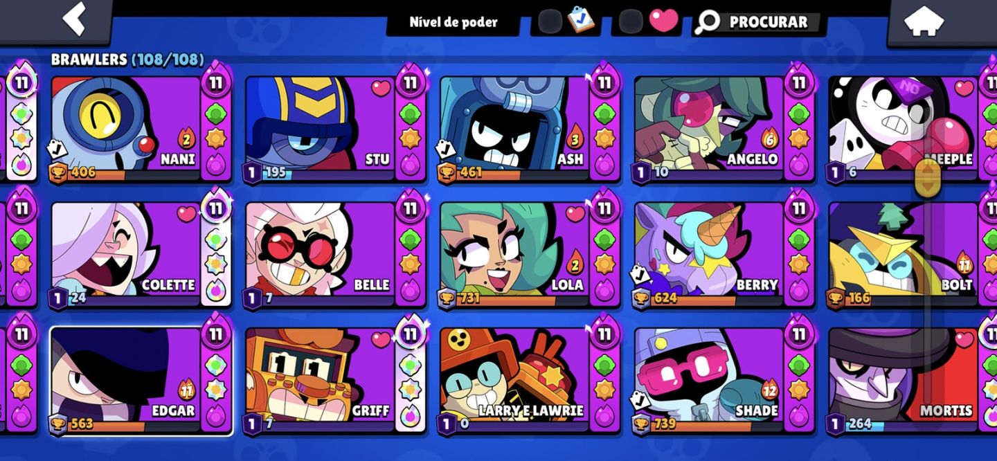 Conta de brawl stars quase Full, já pegou mestre.
