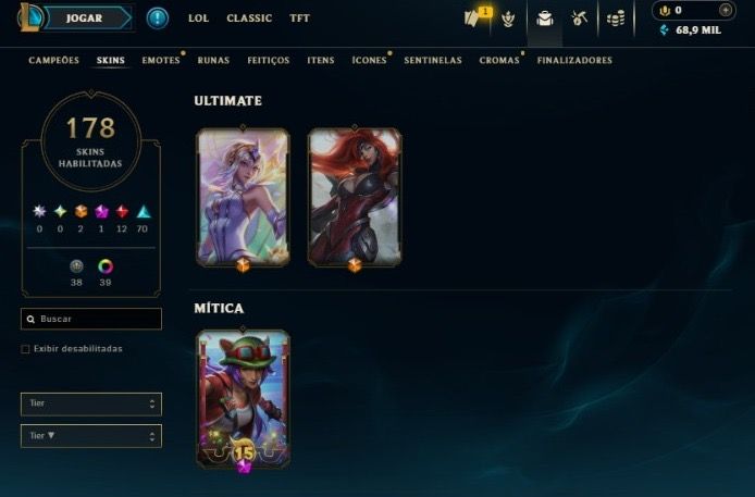 Conta de LOL: Nível 292, esmeralda 2 na flex, platina 2 na solo/duo