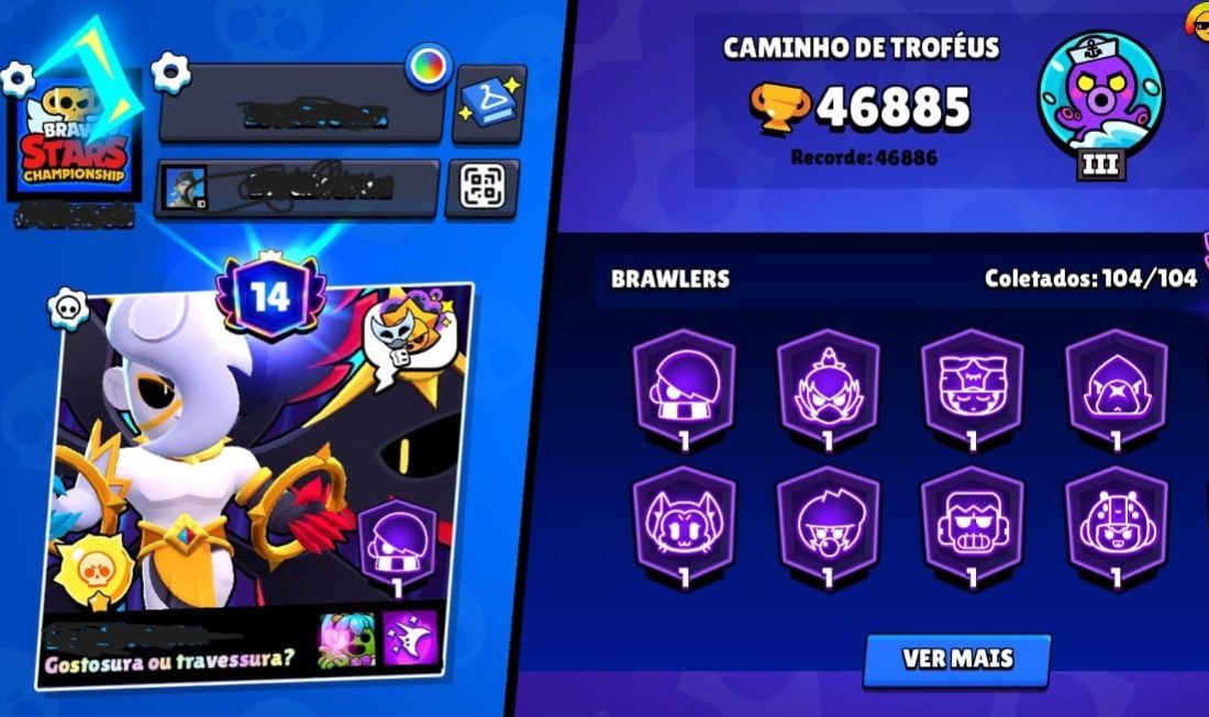 CONTA DO BRAWL STAR CRIADA EM 2018 CONTEM TODOS OS BRAWLERS 46885 TROFEUS!!