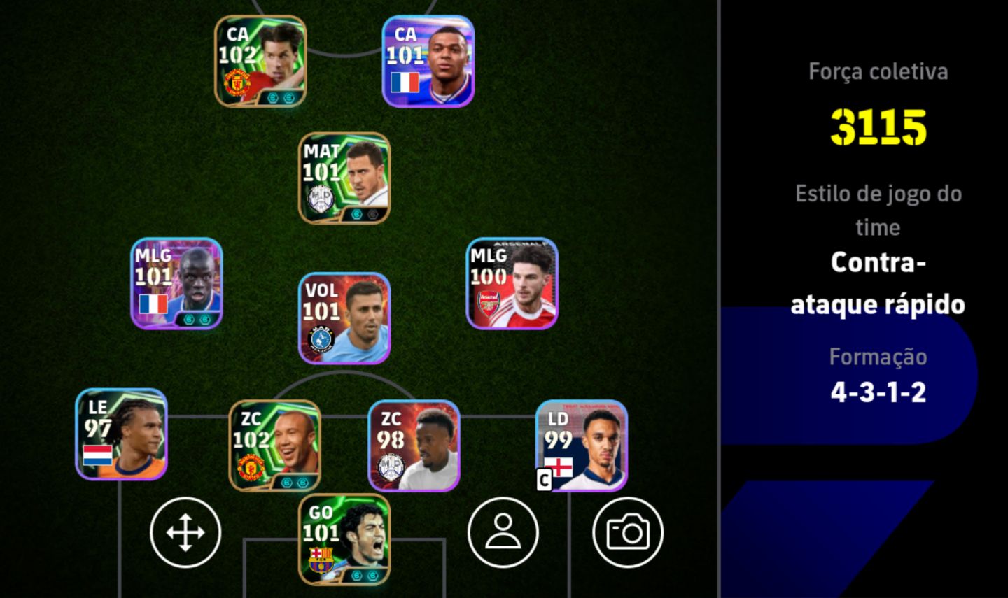 CONTA EFOOTBALL COM 3115 DE FORÇA